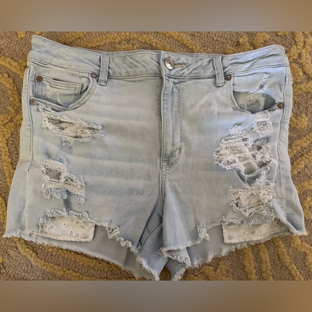 American Eagle Outfitters Size 16 Hi-Rise Shortie Distressed Jean Shorts